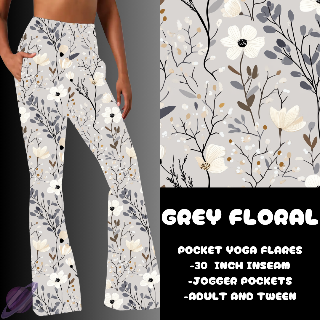 GREY FLORAL-YOGA FLARES 7-PREORDER DUE 10/2