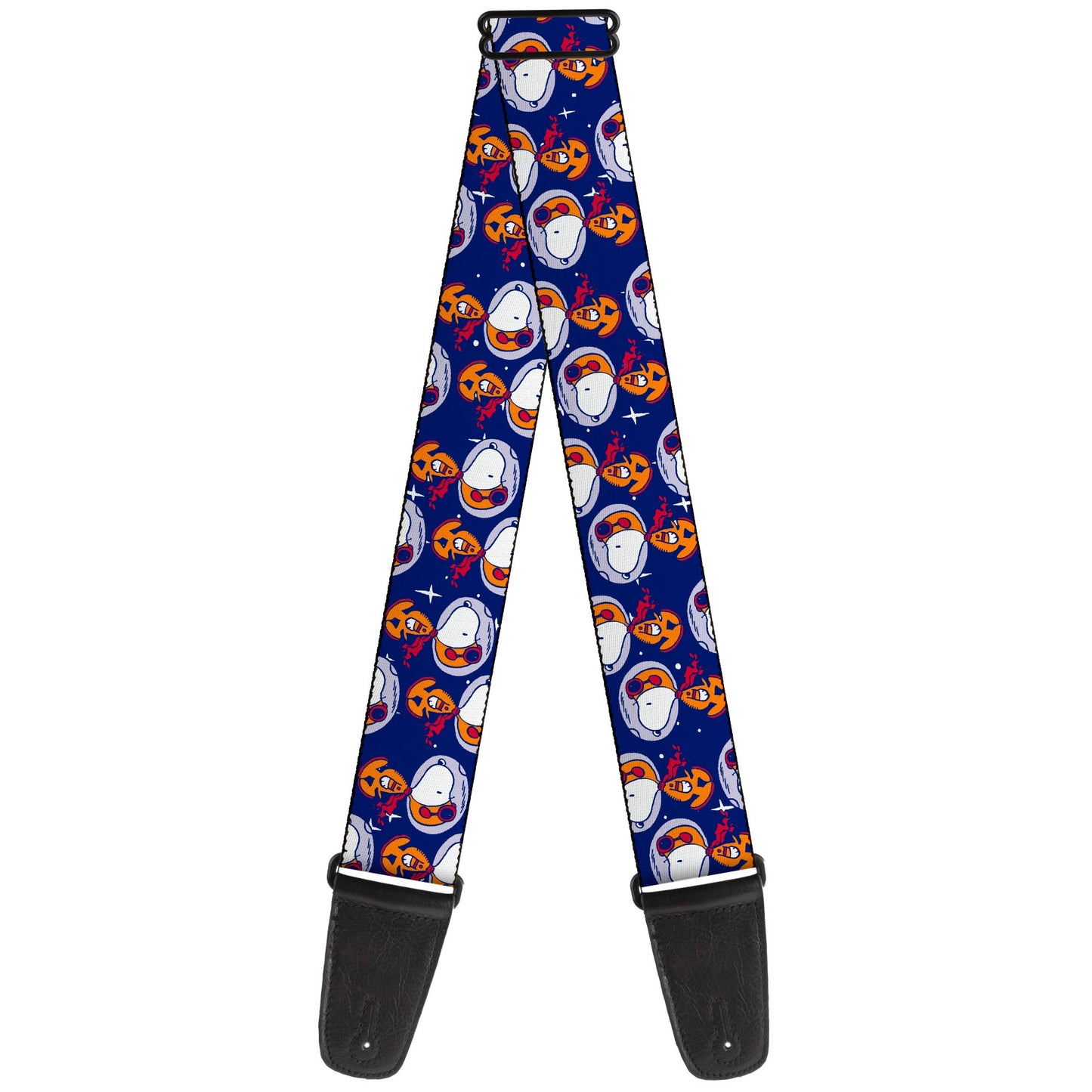 Guitar Strap - Peanuts Astronaut Snoopy Walking Pose Scattered Blue/Orange