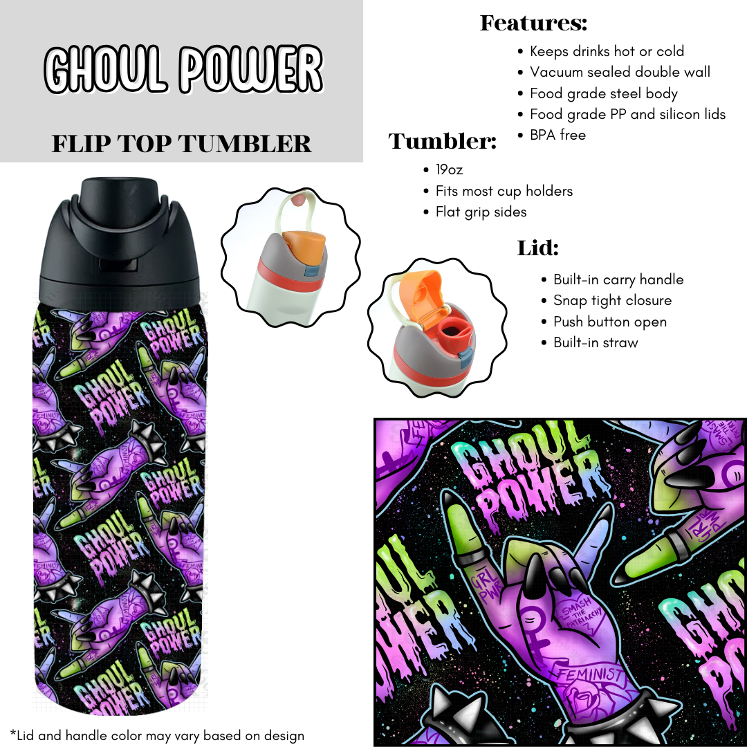 Preorder! Closes 6/2. ETA Aug. Ghoul Power Flip Top Tumbler