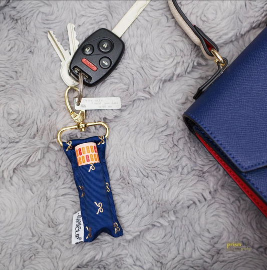 Gold Bows on Navy LippyClip® Lip Balm Holder