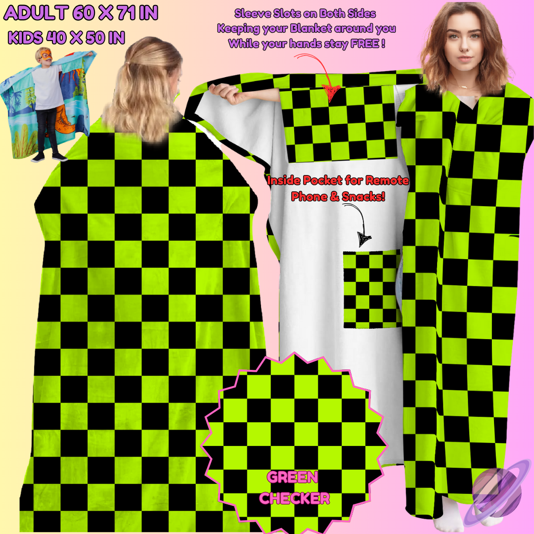 WEARABLE THROW RUN-GREEN CHECKER-PREORDER CLOSING 8/31- ETA LATE NOV./EARLY DEC.