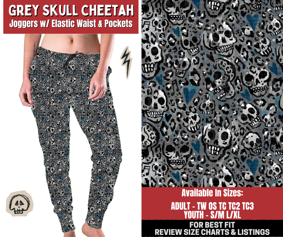 Preorder! Closes 12/22. ETA March. Grey Skull Cheetah Joggers