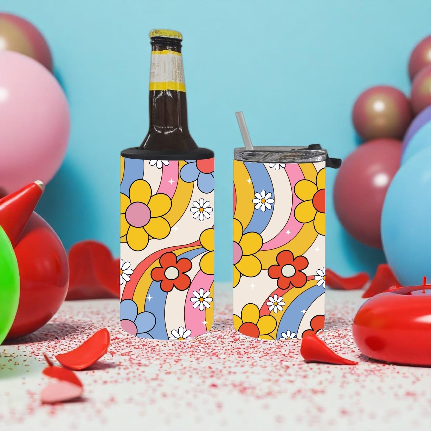 Groovy Blooms 4-in-1 Can Cooler Cup
