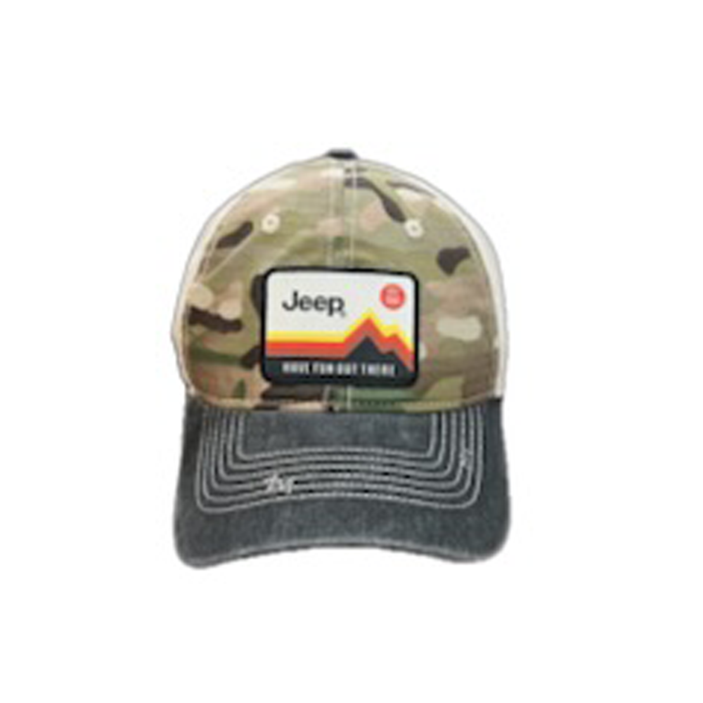 Hat - Jeep Have Fun Out There Patch Garment Washed Trucker