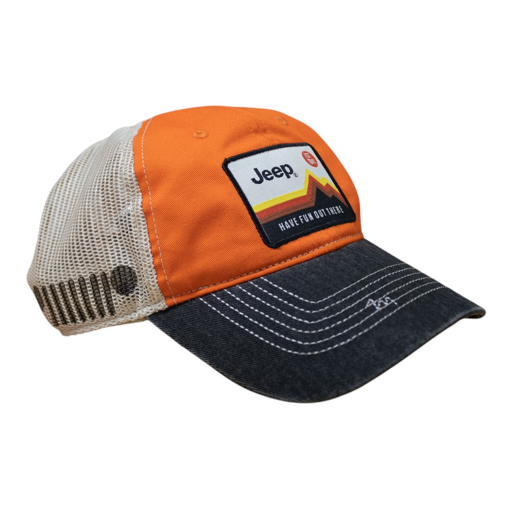 Hat - Jeep Have Fun Out There Patch Garment Washed Trucker