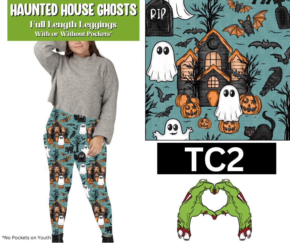 Haunted House Ghosts Full Length Leggings w/ Pockets