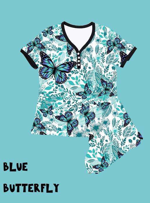 PJ SHORTS SET- BLUE BUTTERFLY