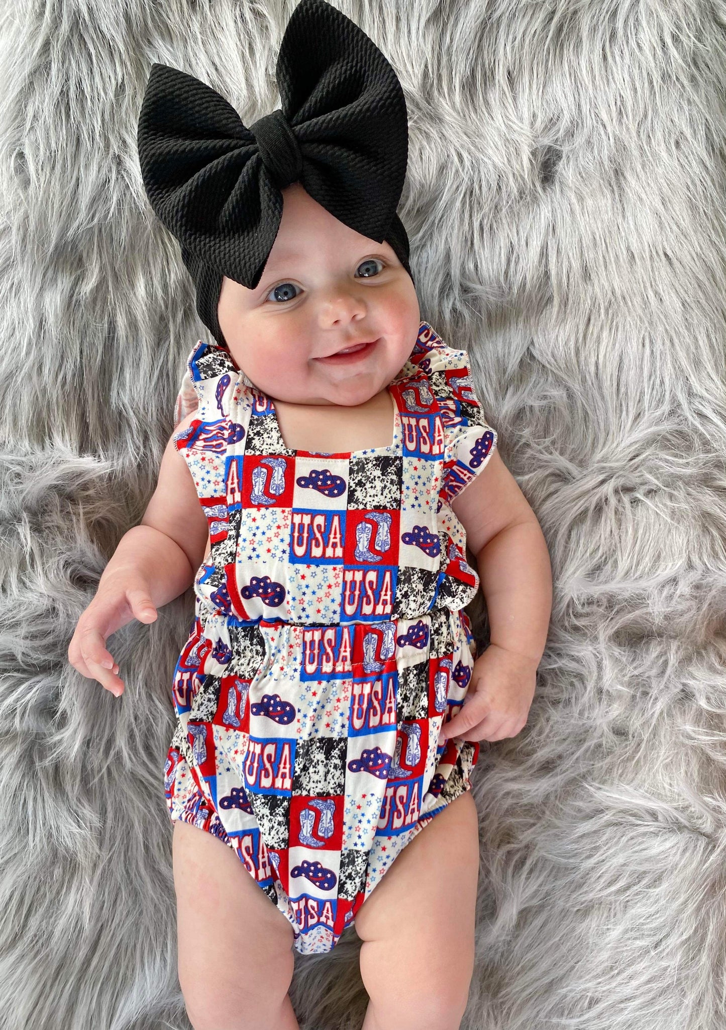 Western USA Ruffle Bamboo Romper