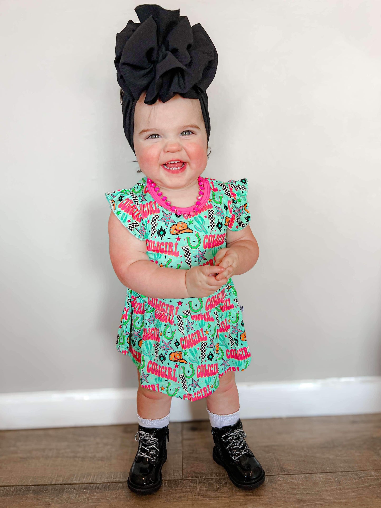 Neon Cowgirl Bamboo Skirted Romper