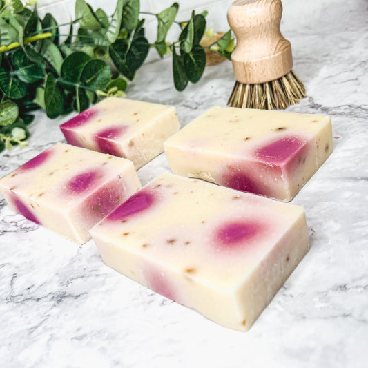 Petal Dance Rose Petal Soap Bar - Sweet Floral Musk Scent, Handmade Bath Soap