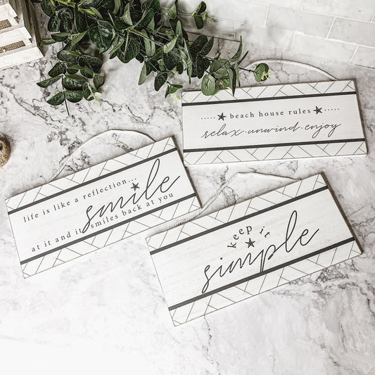 Beach House Hanging Signs - Coastal Door Wall Shelf Decor, 3 Styles, Summer