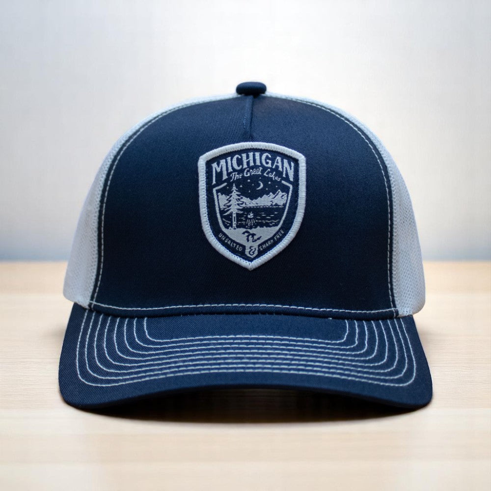 Hat - Michigan Shield Navy/White Snapback