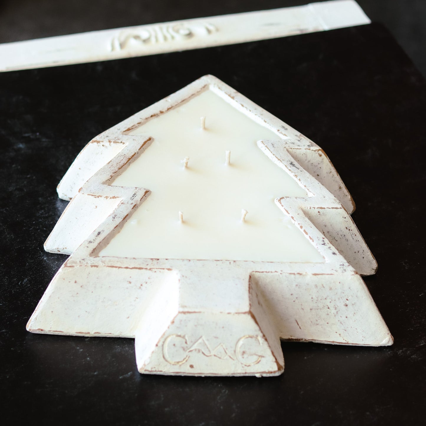 White Pottery Christmas Tree Bowl Candle - Nana's Apple Butter