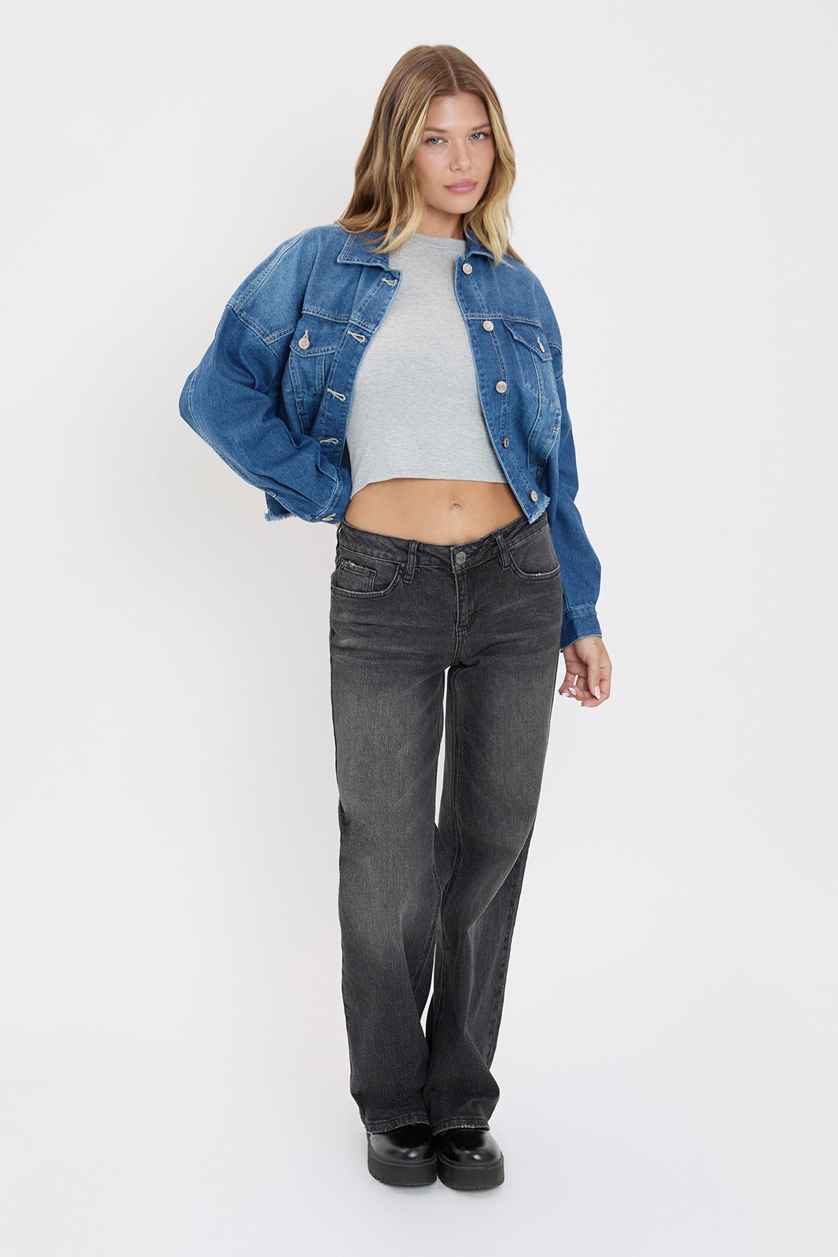 Women's Denim Jacket With Raw Hem