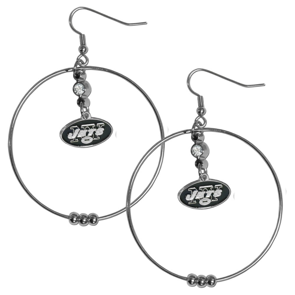New York Jets 2" Hoop Earrings