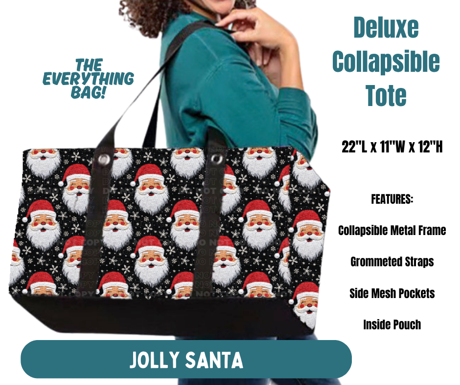 Preorder! Closes 8/13. ETA Nov. Jolly Santa Collapsible Tote