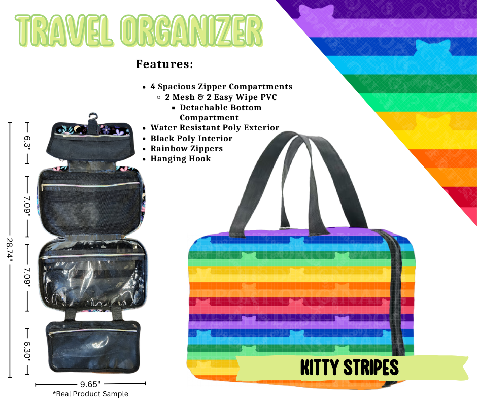 Kitty Stripes Travel Organizer