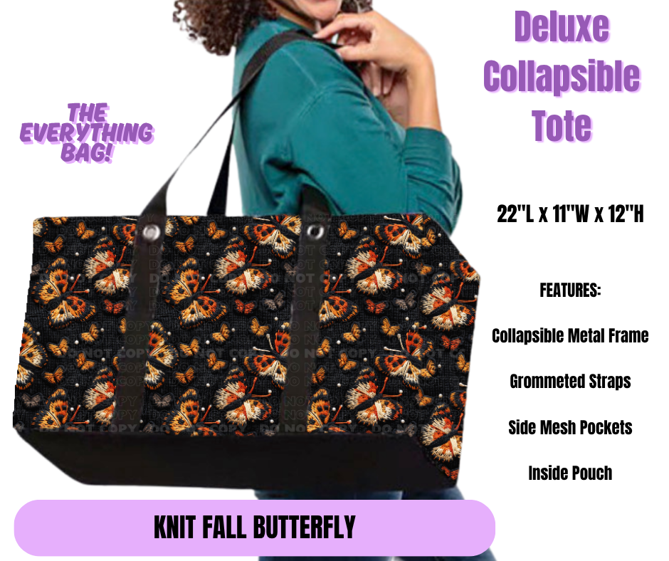 Knit Fall Butterfly Collapsible Tote