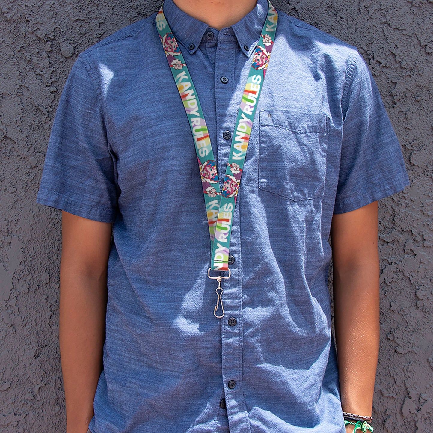 Lanyard - 1.0" - Candy Land KANDY RULES King Kandy Pose Teal/Multi Color
