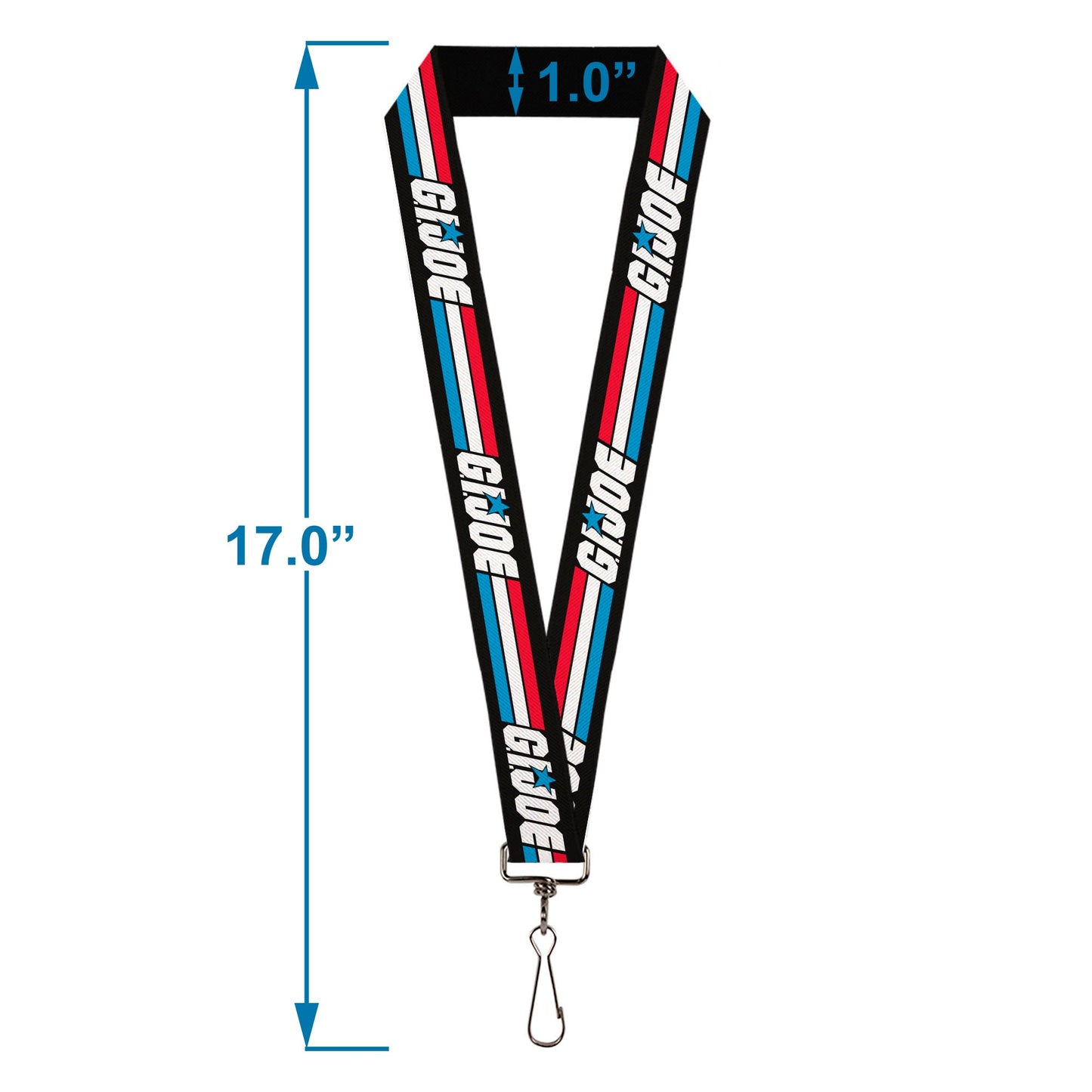 Lanyard - 1.0" - GI JOE Title Logo Stripe Black/Red/White/Blue