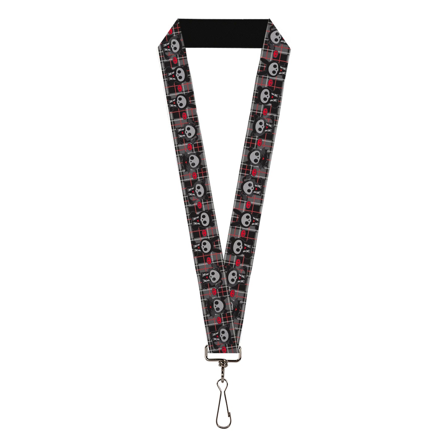 Lanyard - 1.0" - Skelanimals Five Animals and Face Logo Plaid Black/Red/White