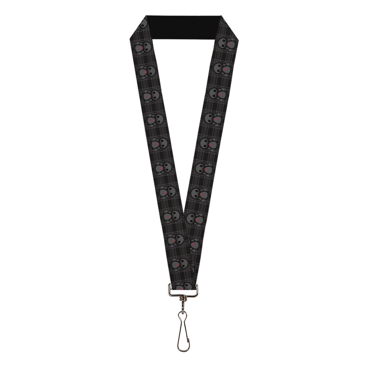 Lanyard - 1.0" - Skelanimals Pen the Penguin Pose Plaid Grays/Black