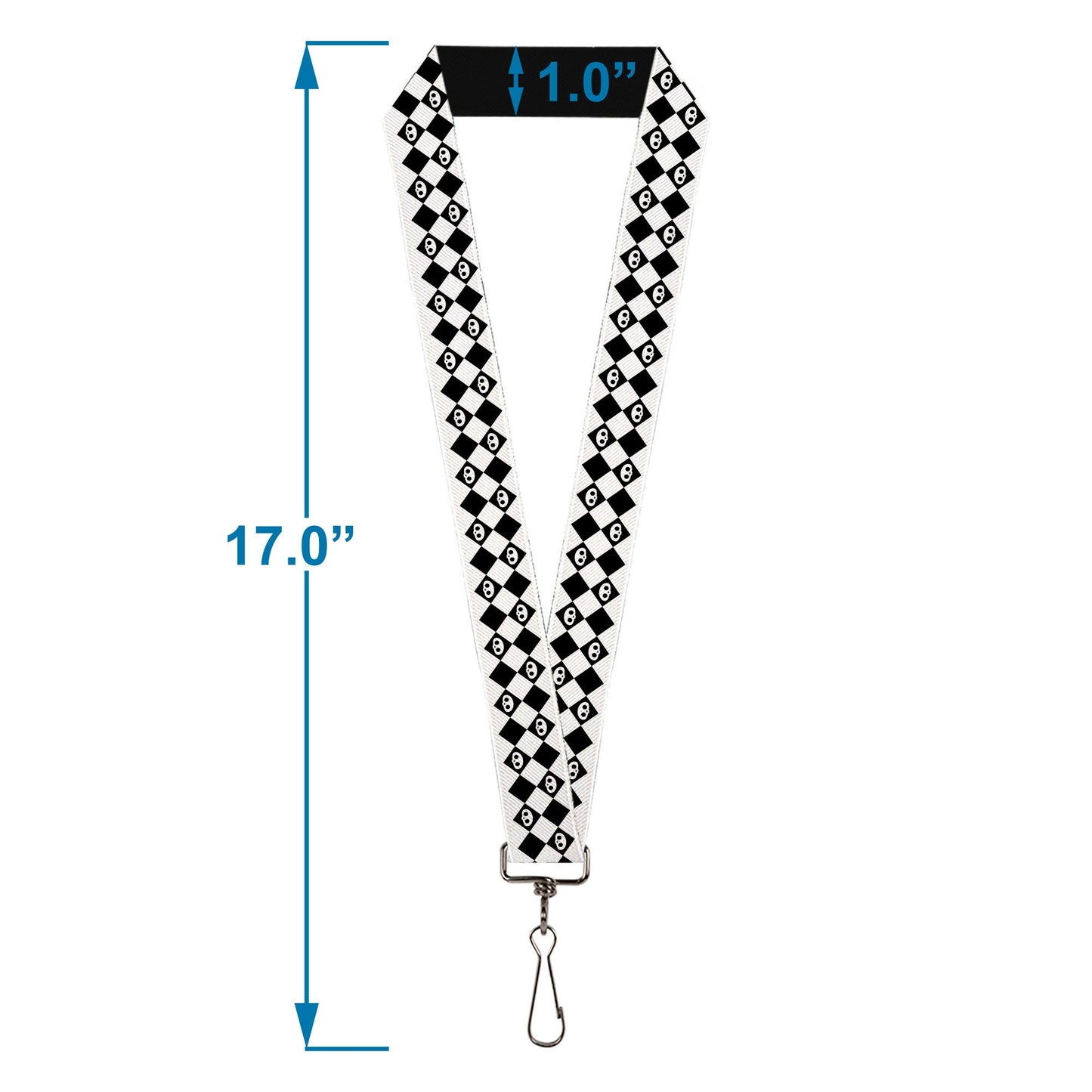 Lanyard - 1.0" - Skelanimals Face Logo Checker White/Black