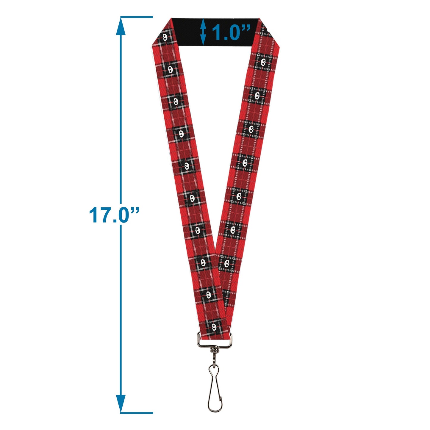 Lanyard - 1.0" - Skelanimals Face Logo Plaid Red/Black/White