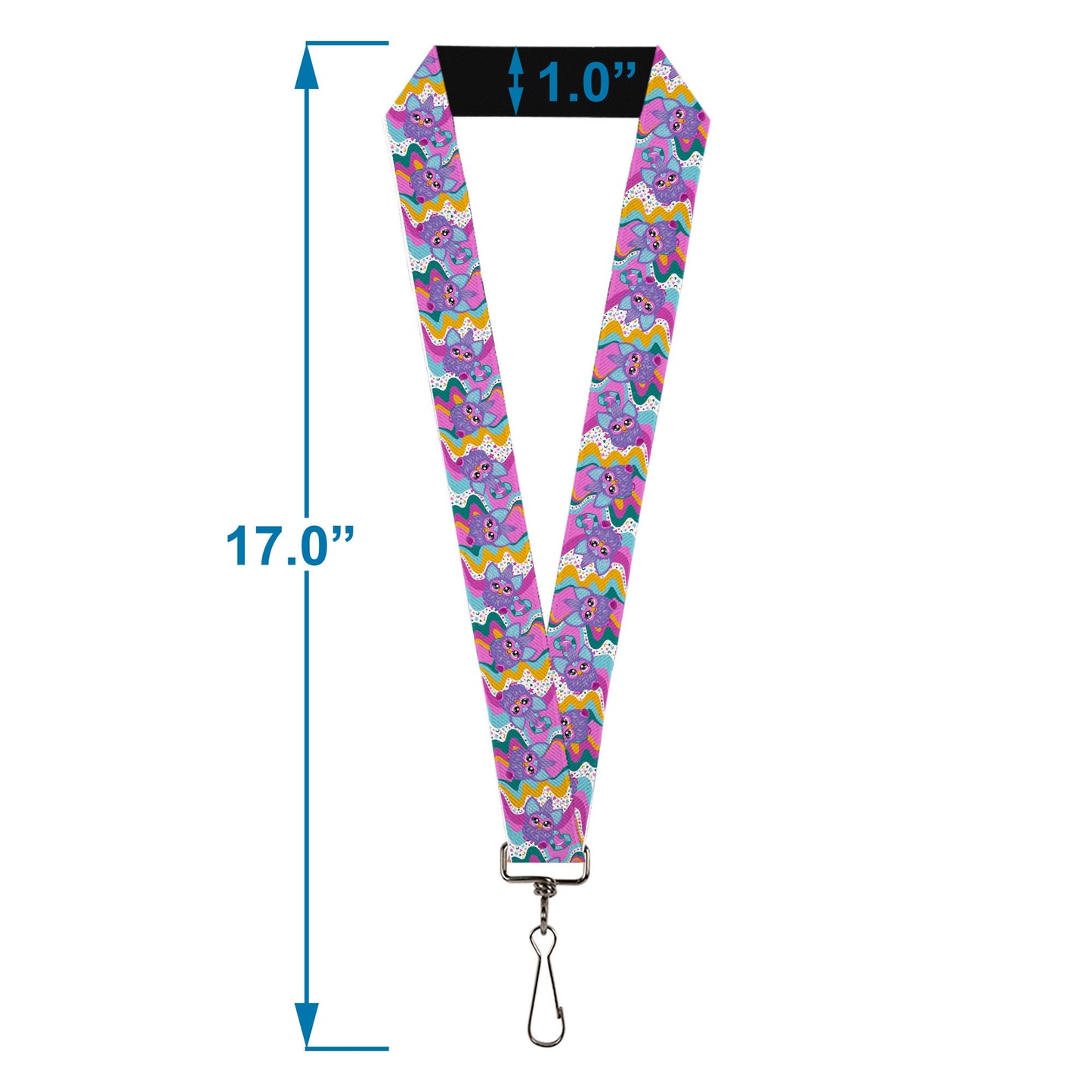 Lanyard - 1.0" - Furby Purple Dancing Pose Collage Multi Color