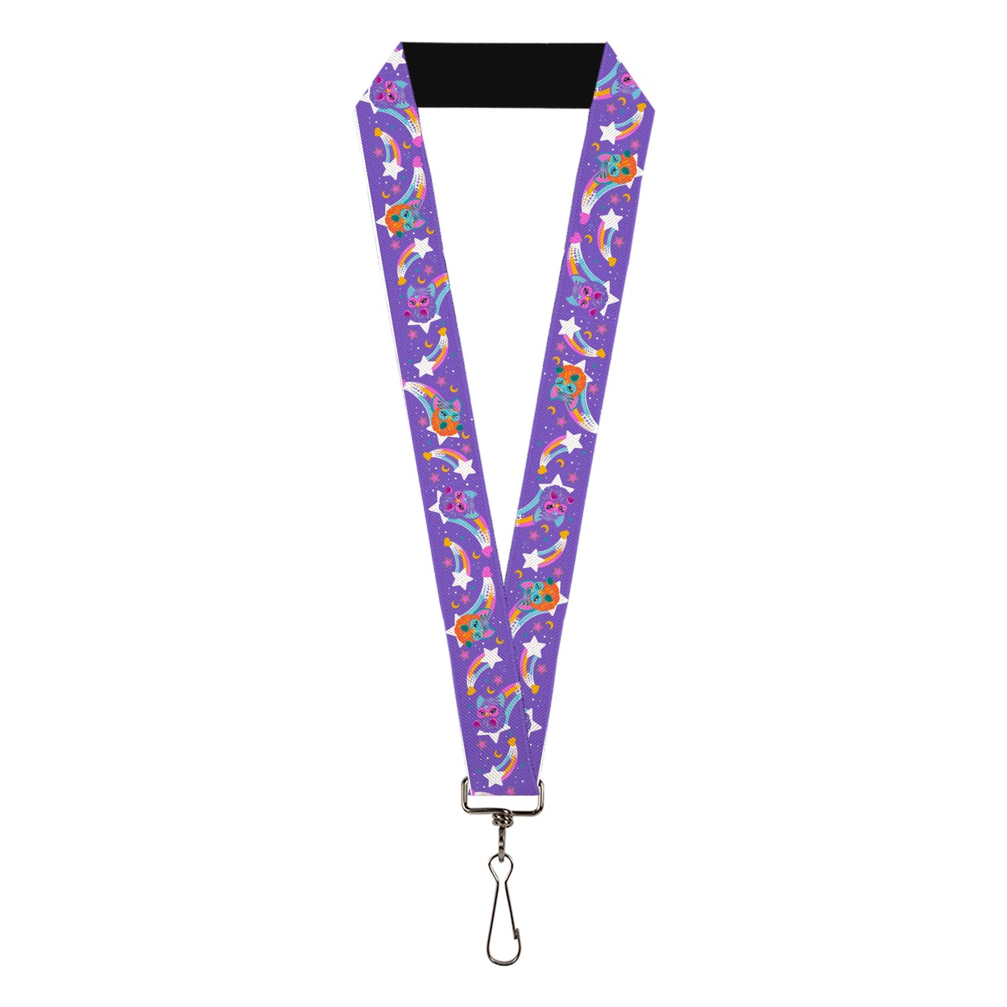 Lanyard - 1.0" - Furby Orange and Purple Jumping Rainbow Slide Black/Multi Color
