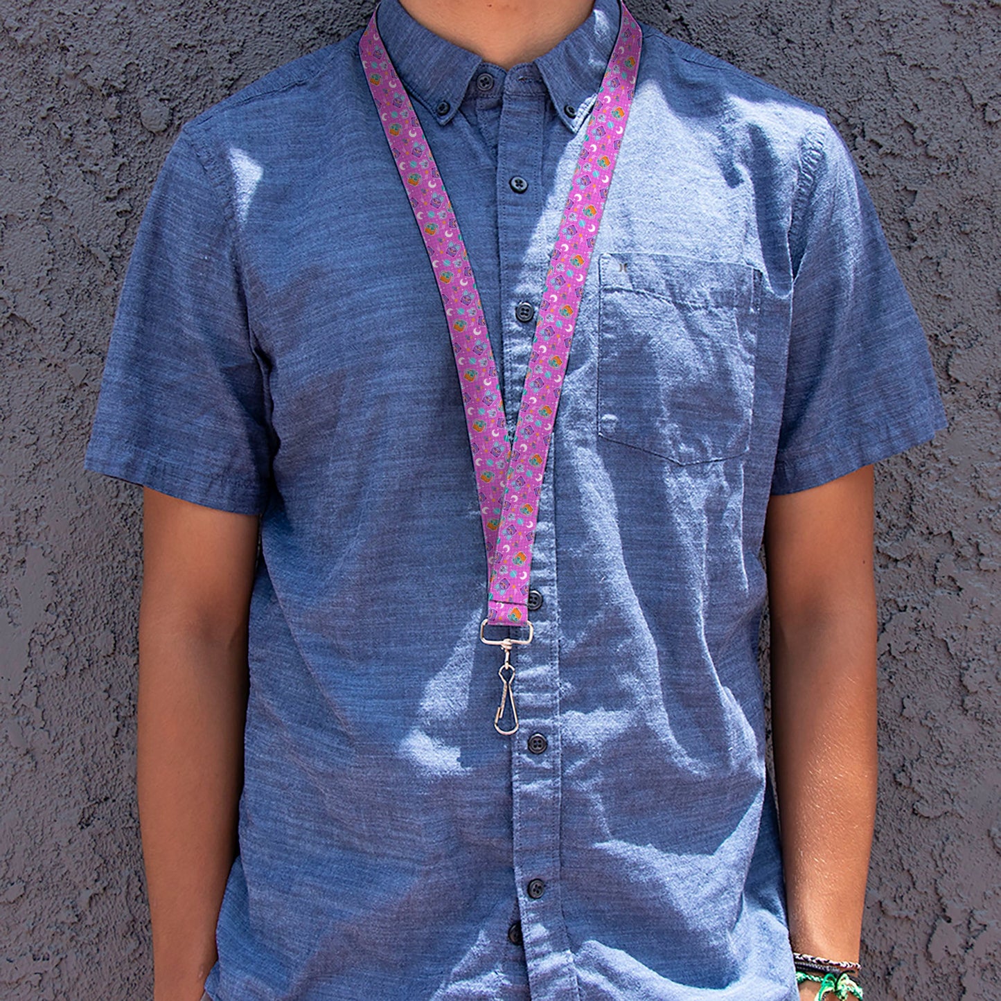 Lanyard - 1.0" - Furby and Furblets Galaxy Grid Collage Pink/Purple