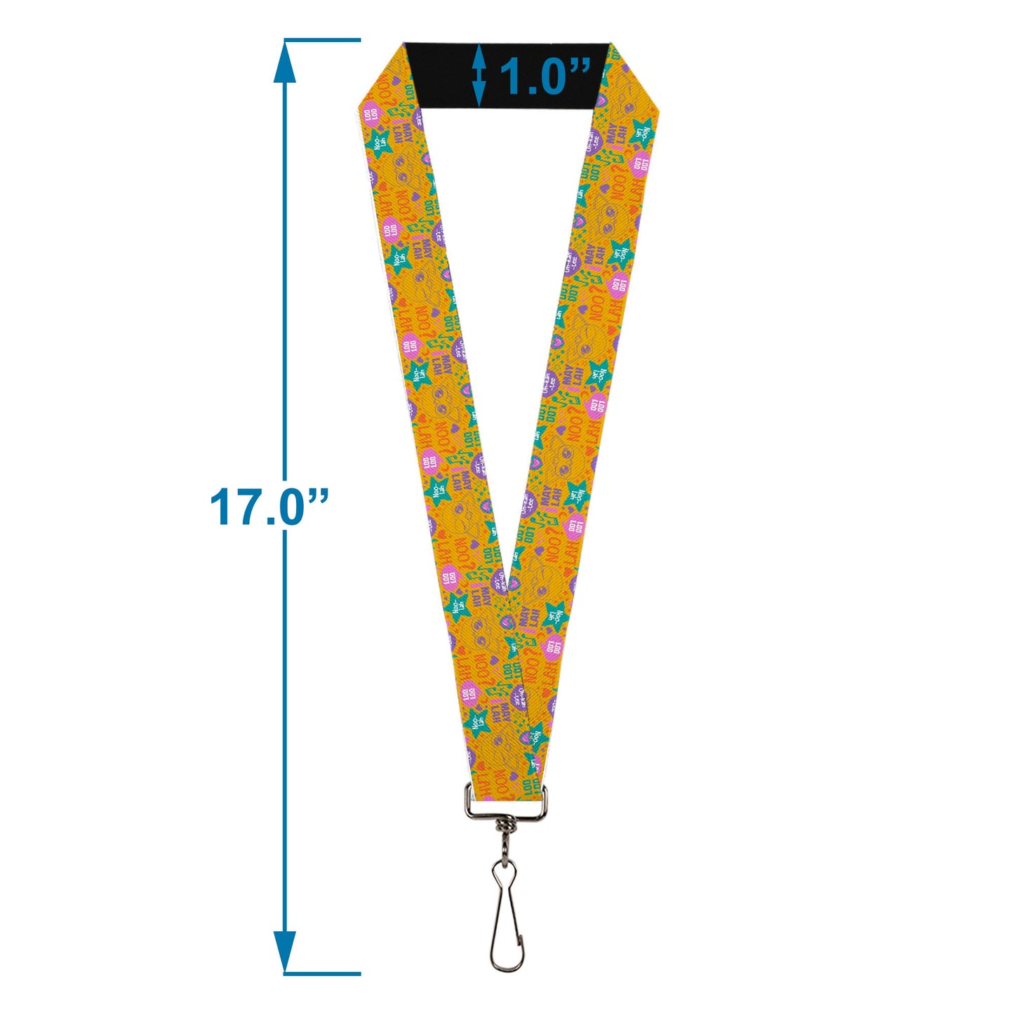 Lanyard - 1.0" - Furby Furbmoji and Furbish Phrases and Icons Orange/Pink/Purple