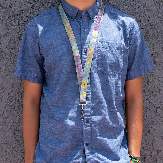 Lanyard - 1.0" - MY LITTLE PONY Firefly Applejack and Posey Group Pose with Title Logo Light Blue