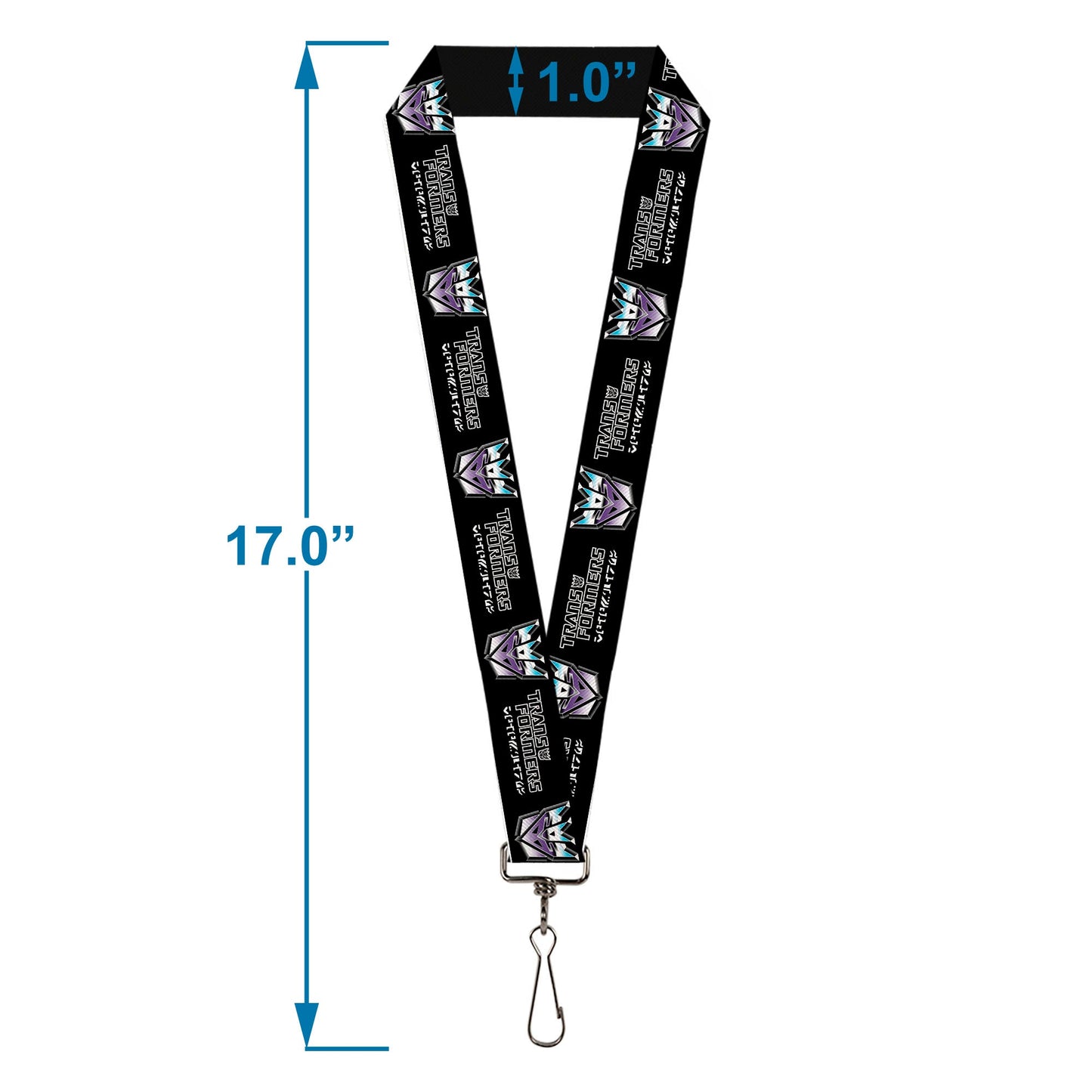 Lanyard - 1.0" - TRANSFORMERS Decepticons Cybertronian Icon Black/Grays/Purples
