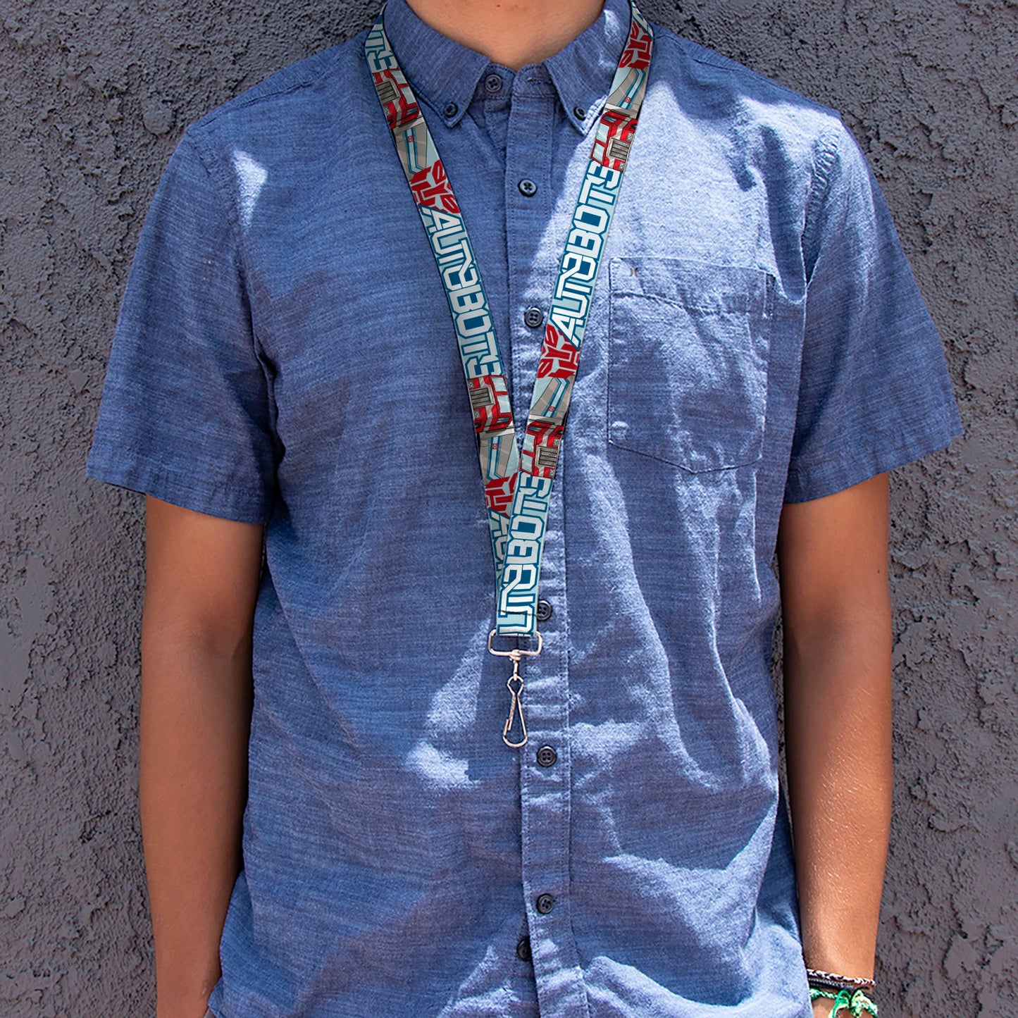 Lanyard - 1.0" - Transformers AUTOBOTS Optimus Prime Semi Truck Collage Light Blue