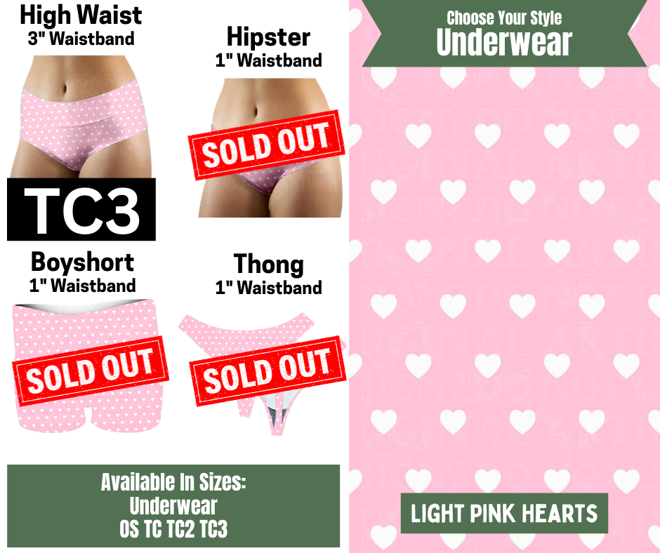 Light Pink Hearts High Waist Underwear