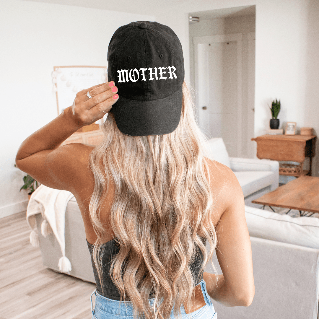 Mother Blackletter Embroidered Baseball Cap Black