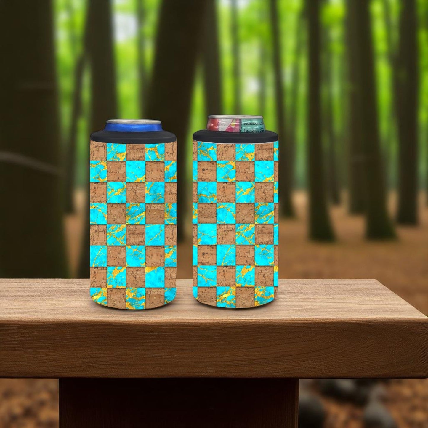 Turquoise Marble 4-in-1 Can Cooler Cup
