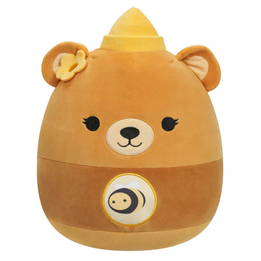 Squishmallows Mei Lien Honey Jar Brown Bear With Yellow Flower 12" Stuffed Plush