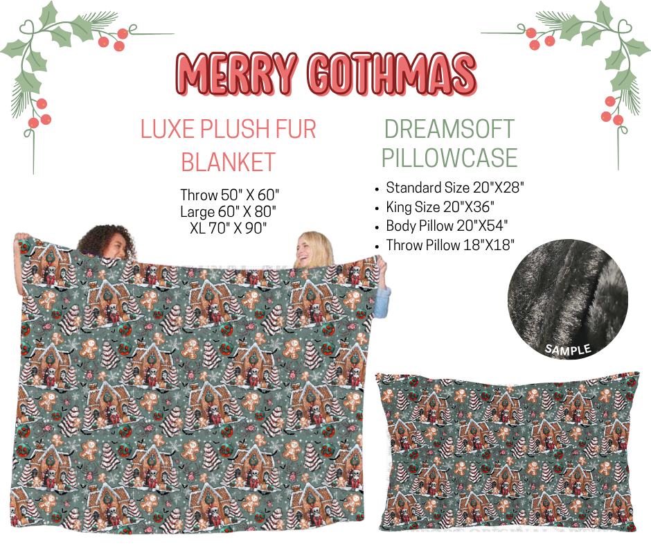 Preorder! Closes 9/3. ETA Dec. Merry Gothmas Luxe Plush Fur Blanket and/or DreamSoft Pillowcase