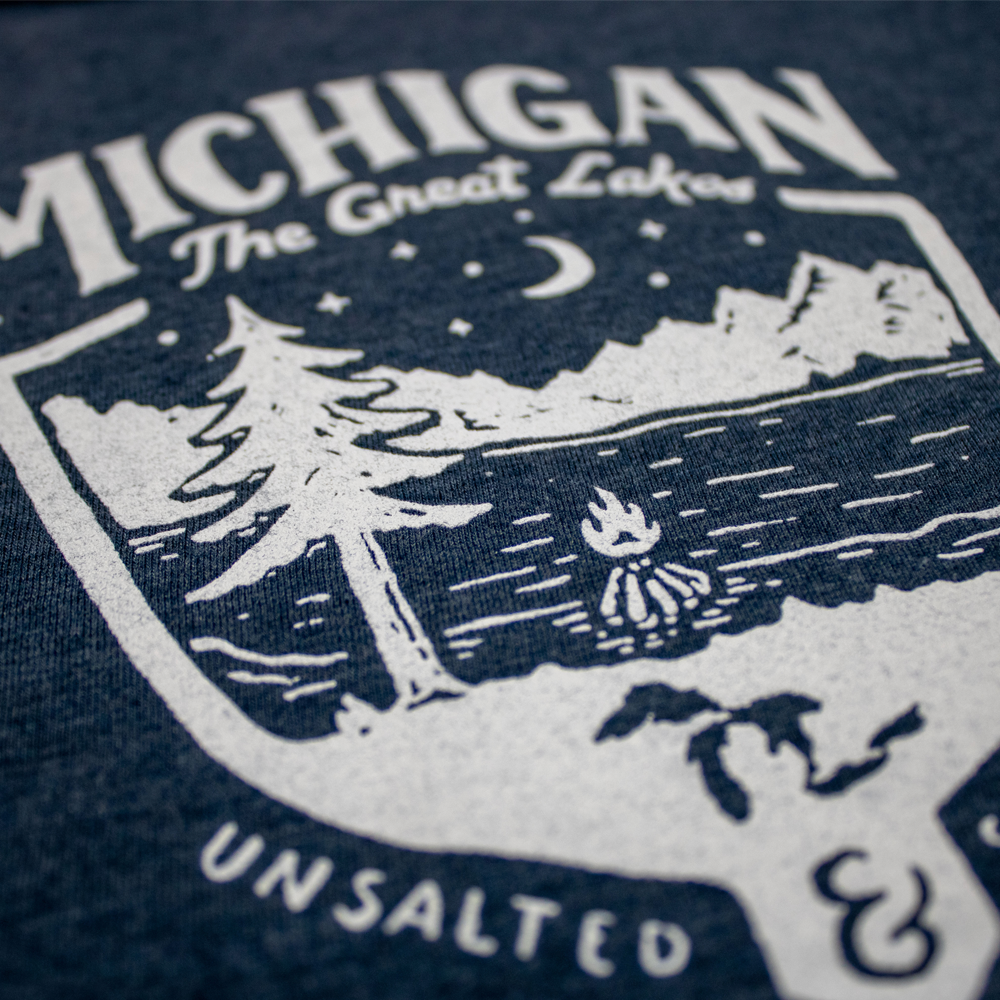 Ladies Michigan Shield Rocker Tank Top - Heather Navy Triblend