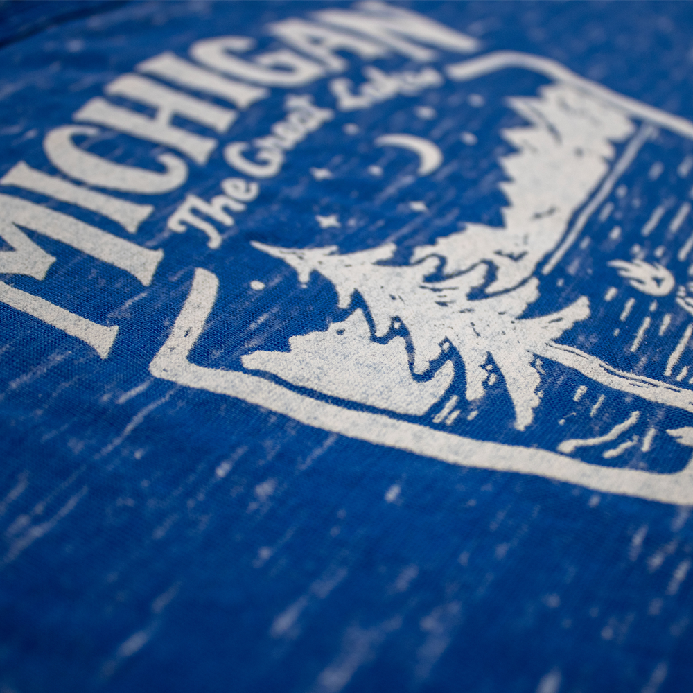 Ladies Relaxed Racerback Tank Top - Michigan Shield Marble Blue