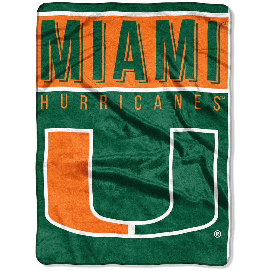 Miami Hurricanes Basic Raschel Throw Blanket 60X80"