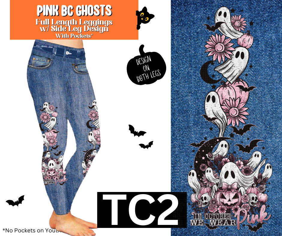 Pink BC Ghosts Full Length Faux Denim w/ Side Leg Designs