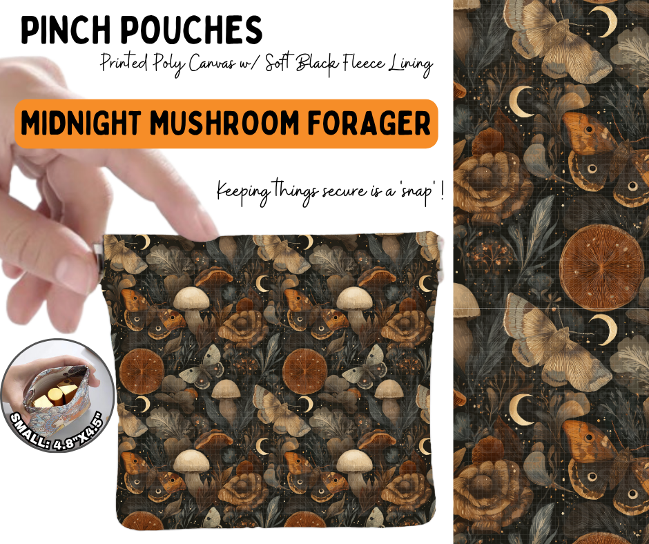 Midnight Mushroom Forager Pinch Pouches