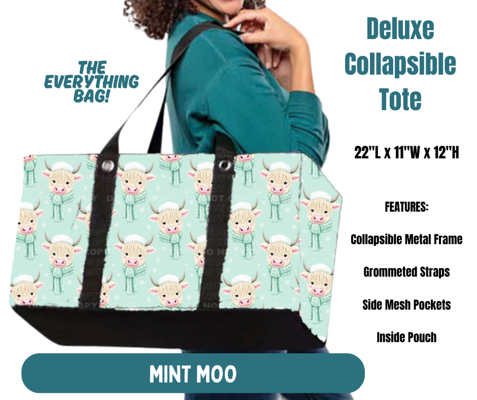 Preorder! Closes 8/13. ETA Nov. Mint Moo Collapsible Tote