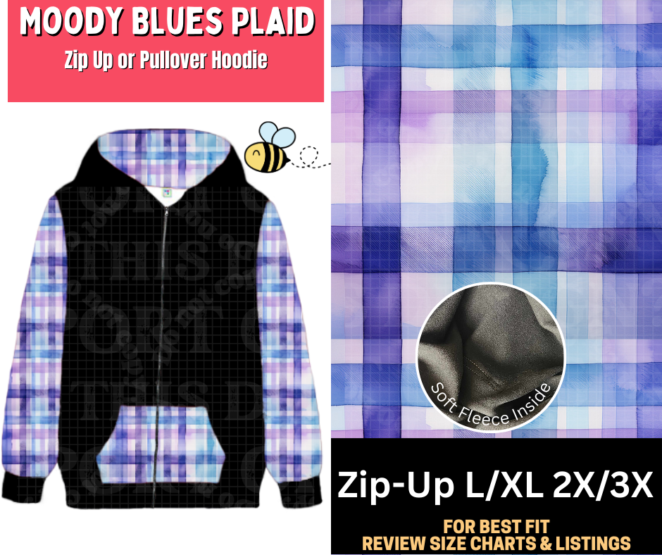 Moddy Blues Plaid Zip-Up Hoodie