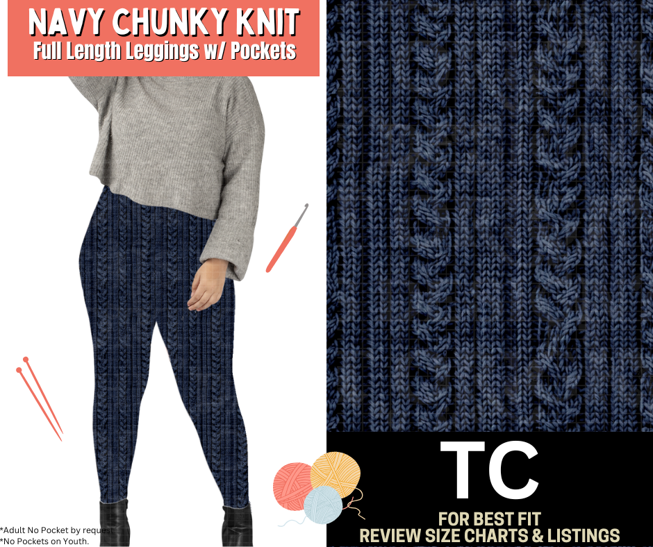 Navy Chunky Knit Fleece Leggings