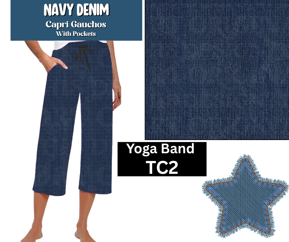 Navy Denim Capri Gauchos