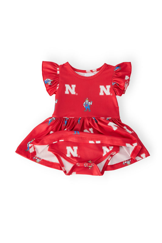 Nebraska Red Herbie Husker Flutter Twirl Bodysuit